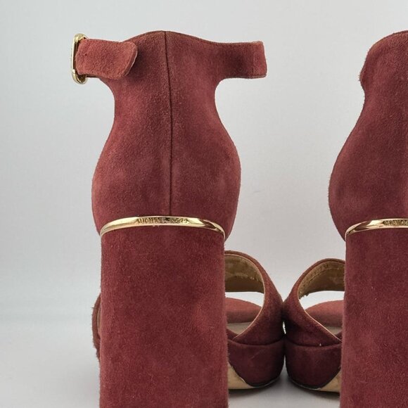 Vintage Y2K Michael Kors Crimson Red Suede Coquette Platform Anklet Pumps (6M) - Picture 7 of 13